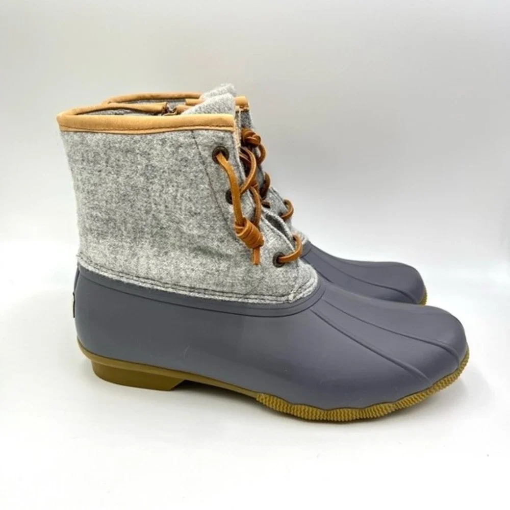 Sperry Womens Size 9.5 Saltwater‎ Grey Gray Wool Duck Boots STS82475